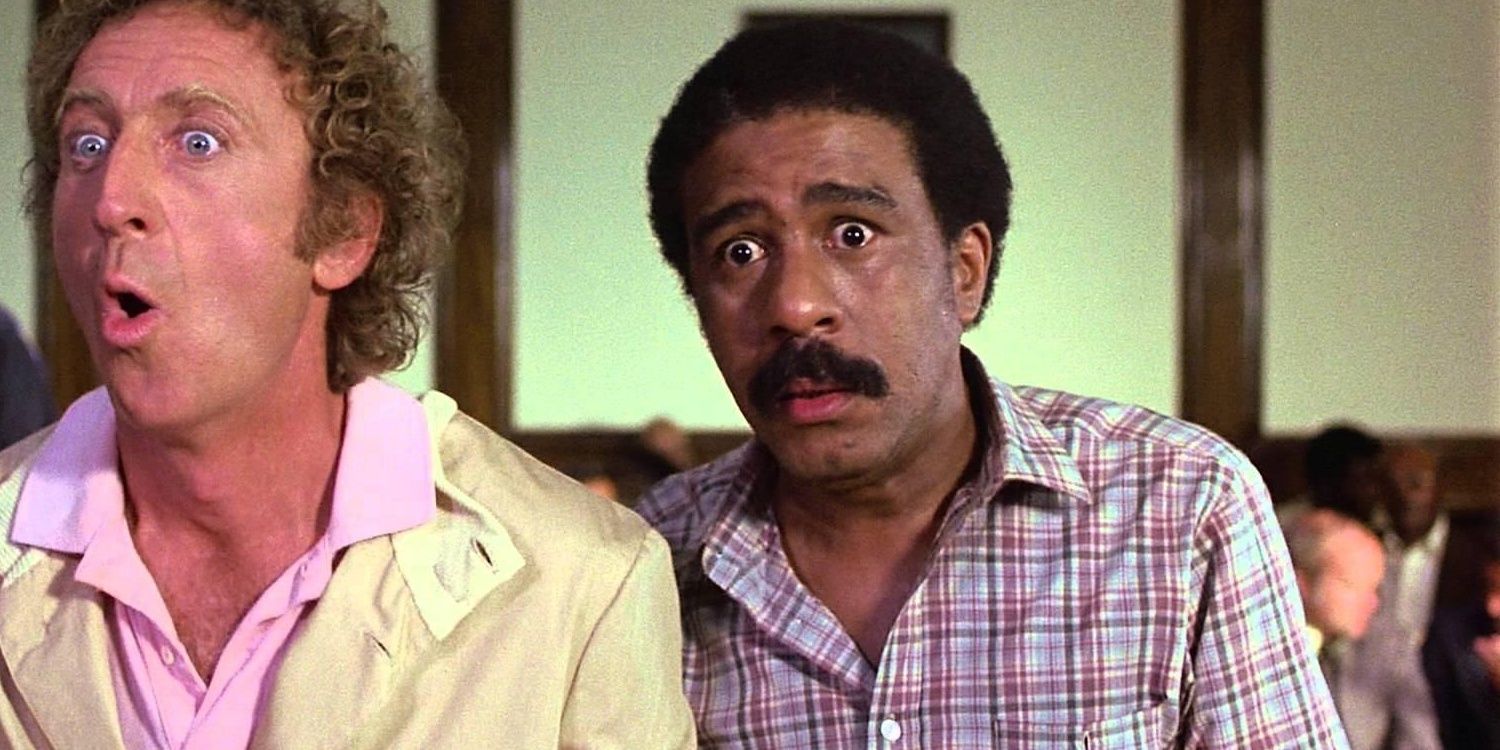 Richard Pryor and Gene Wilder standing together in a movie