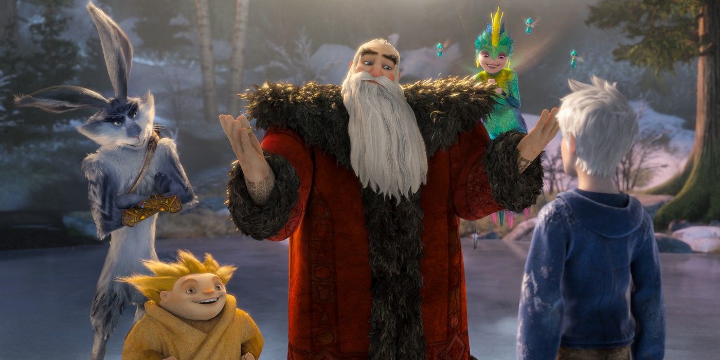 Santa, Tooth Fairy, Jack Frost, Easter Bunny, and Sandman in Rise of the Guardians