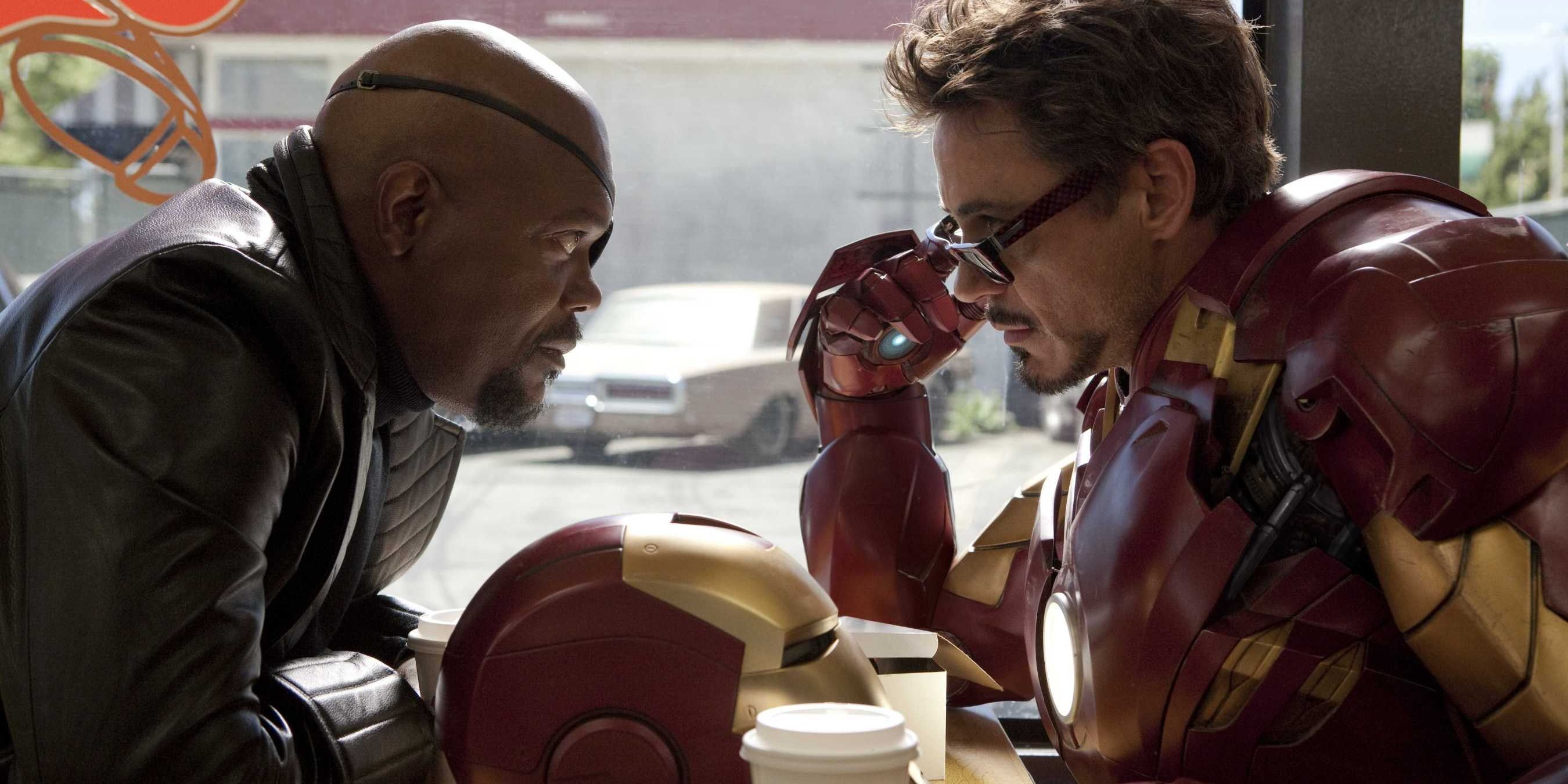 Nick Fury and Tony talk in a diner in Iron Man 2