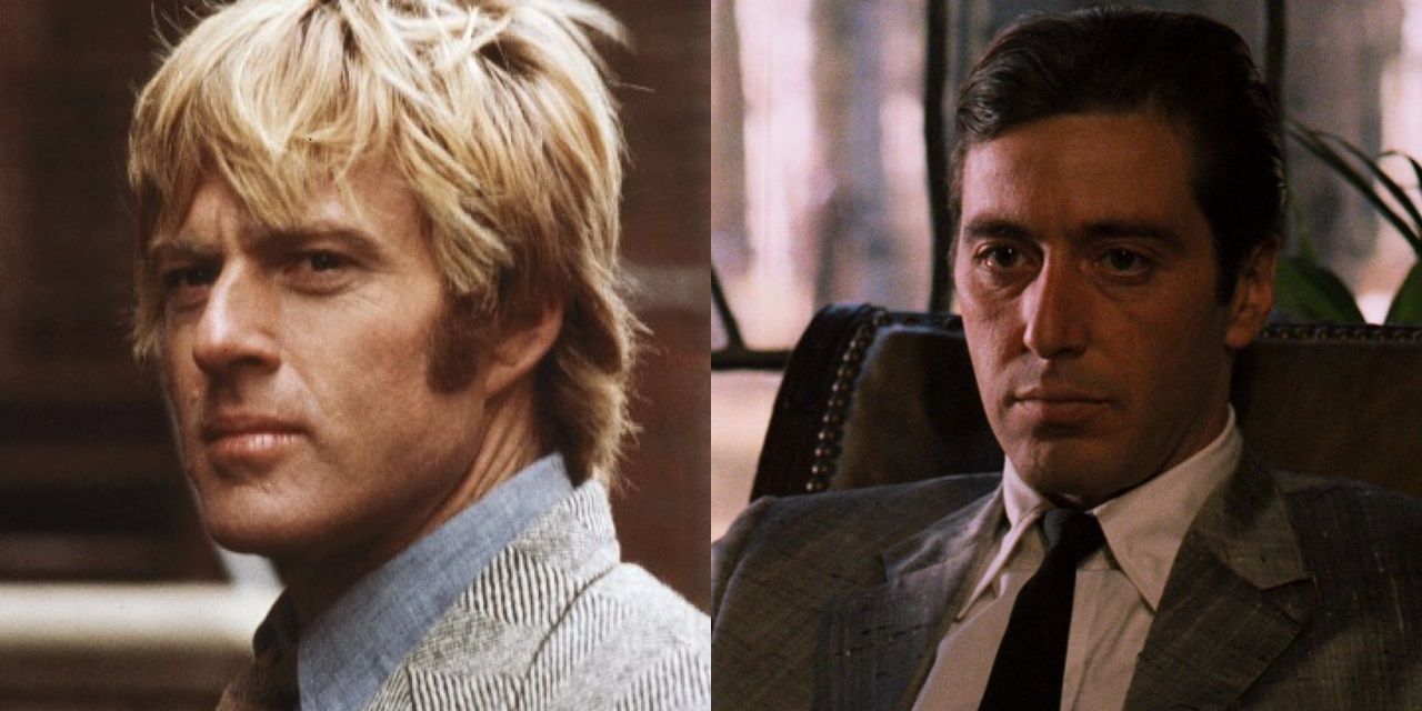 Robert Redford and Michael Corleone from The Godfather side by side