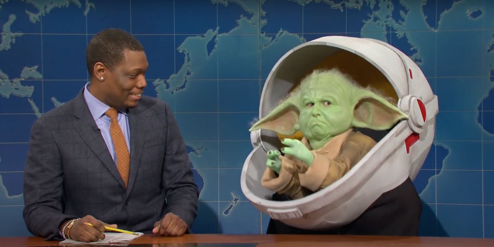 Baby Yoda Returns To SNL (And Explains Why He's Green)
