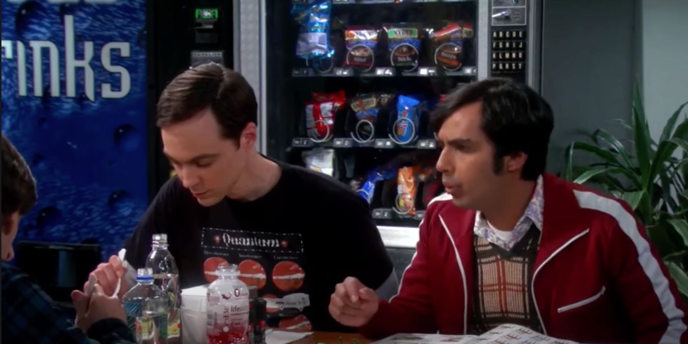 Sheldon and Raj eating lunch at Caltech on TBBT