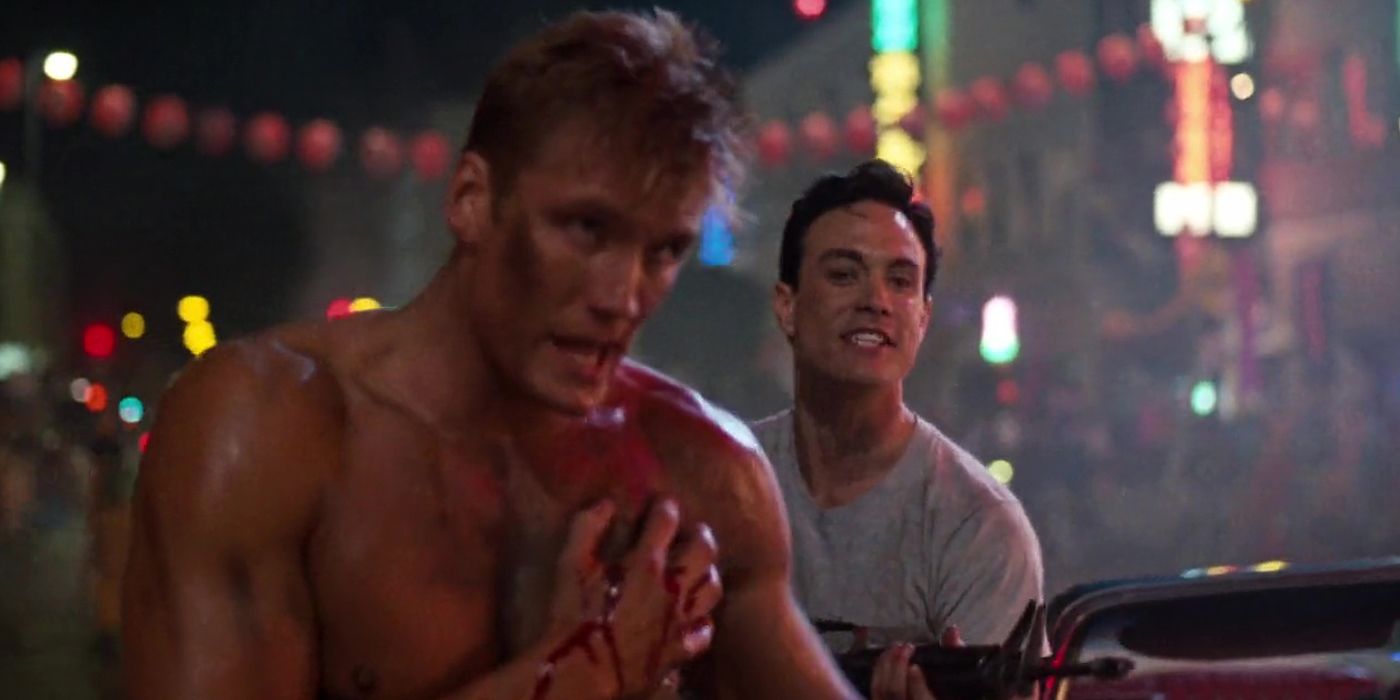 Dolph Lundgren covered in blood in Showdown in Little Tokyo