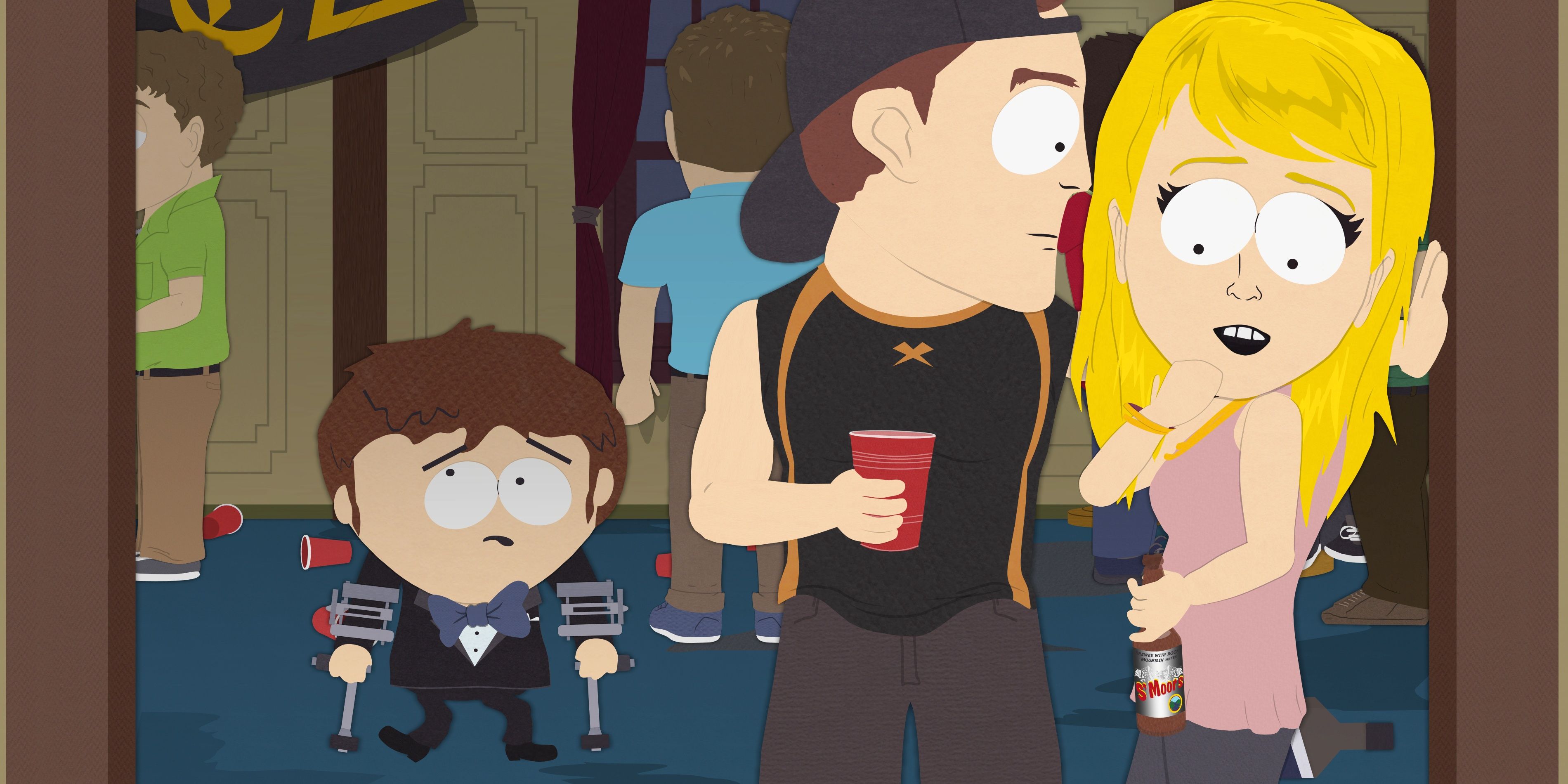 Jimmy looking at two teenagers in South Park.