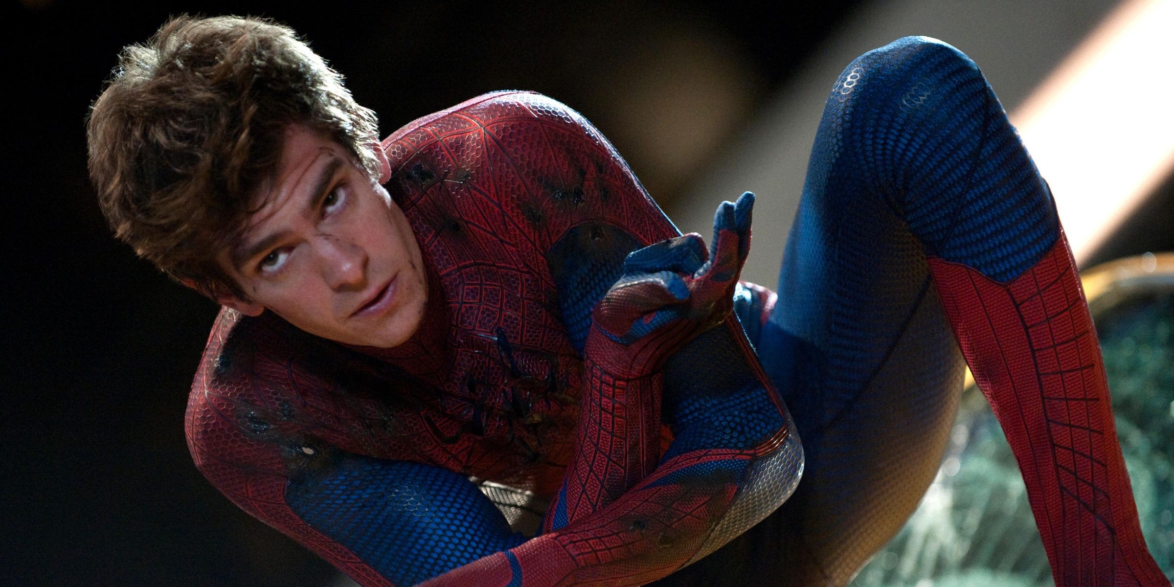 Andrew Garfield in Spider-Man suit with arms crossed