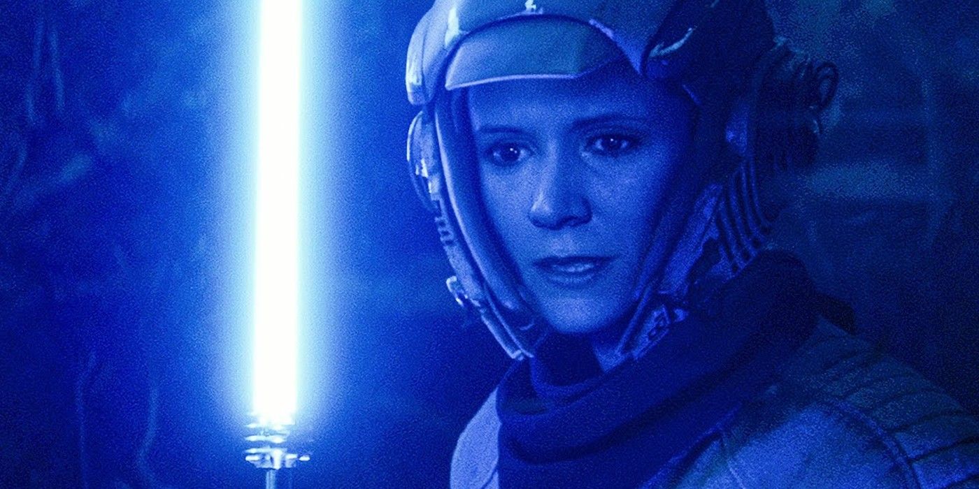 Leia trains as a Jedi in The Rise of Skywalker.