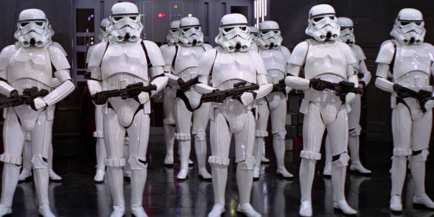Stormtroopers standing together in Star Wars