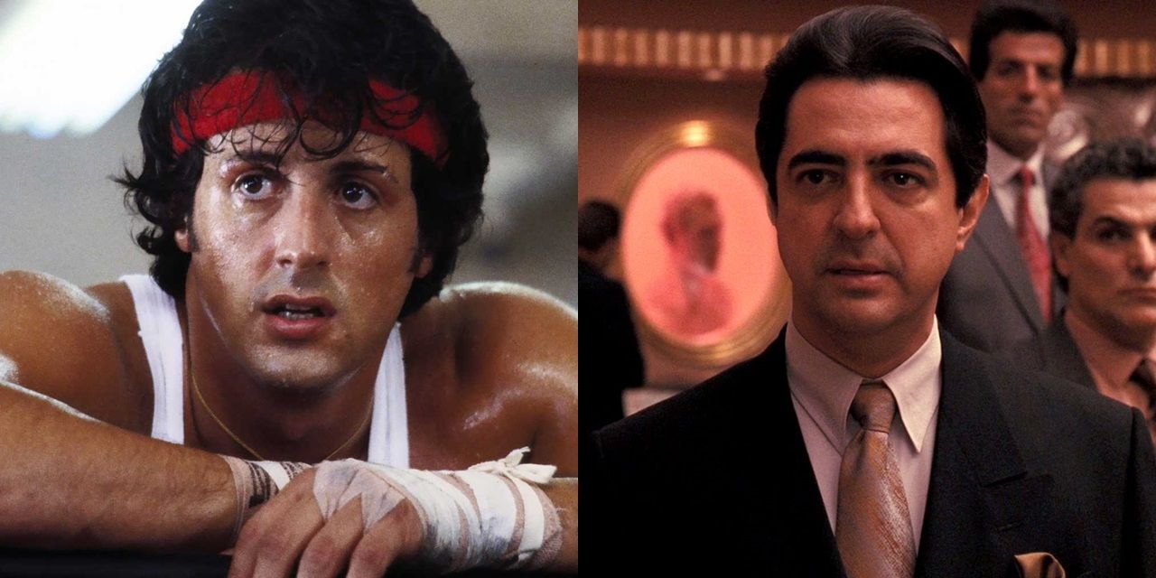 Sylvester Stallone and Joey Zasa from The Godfather side by side