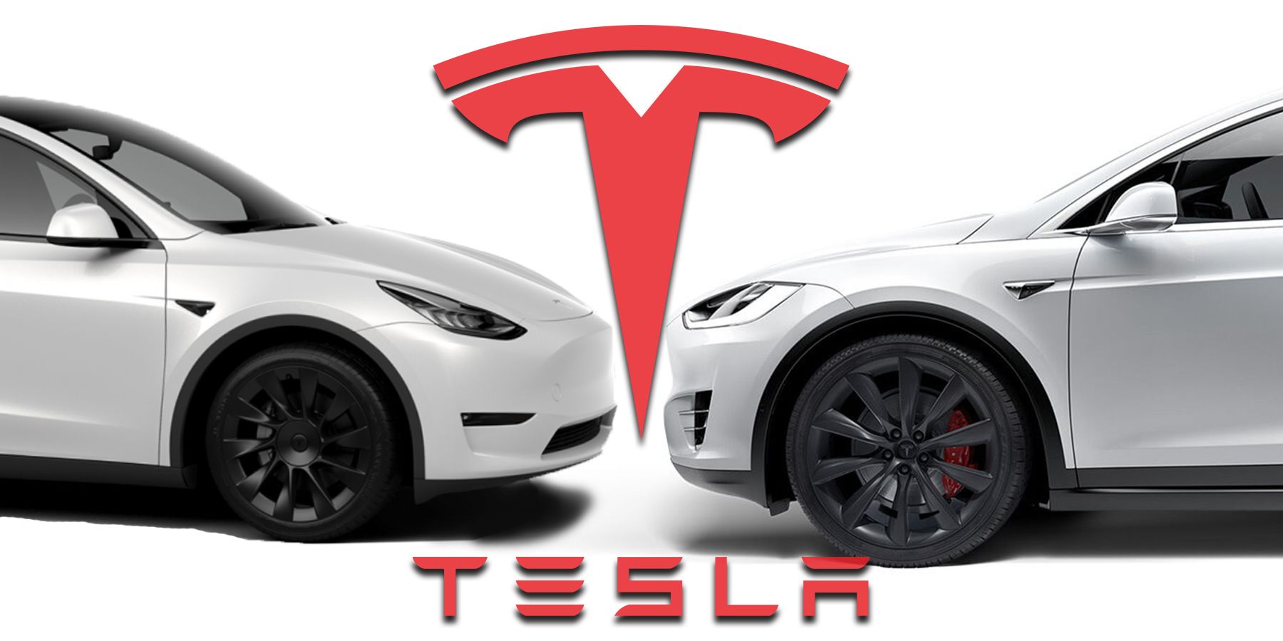 White Tesla electric cars