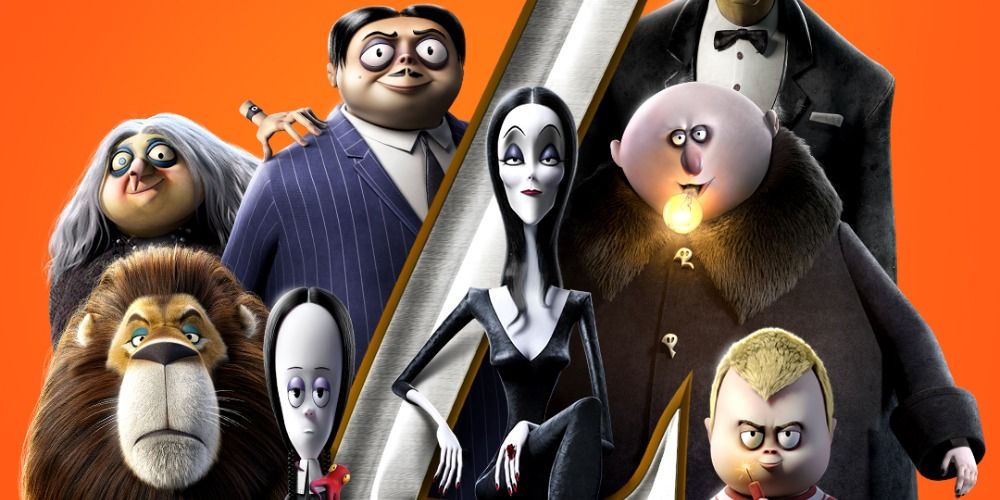 An image of The Addams family all standing together in The Addams family 2 (2021)