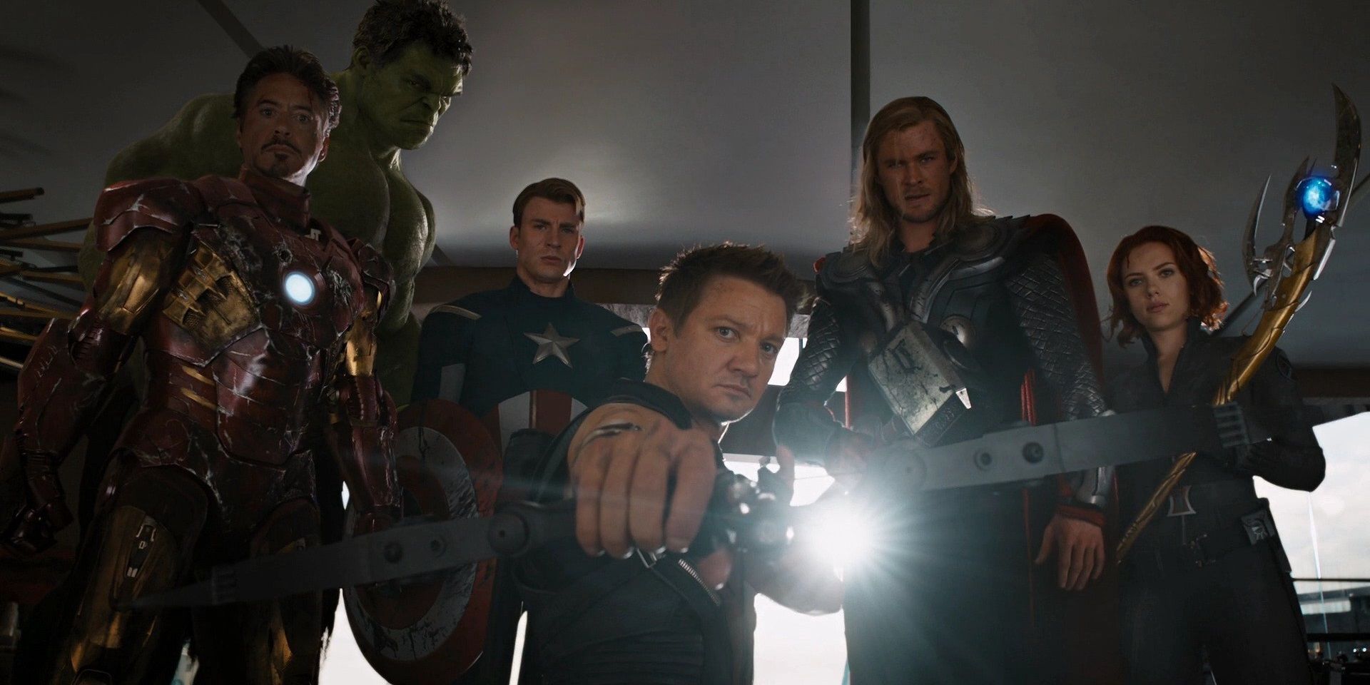The Avengers group shot at the end of the first movie