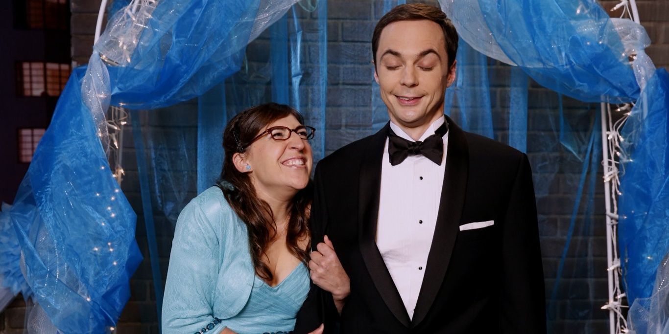 The Big Bang Theory - Amy and Sheldon smiling happily on TBBT