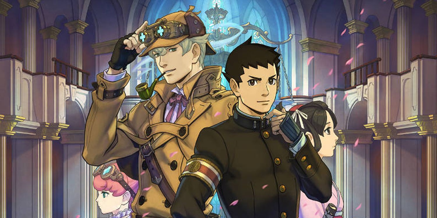 Characters grouped together in promo art for The Great Ace Attorney Chronicles (2021)