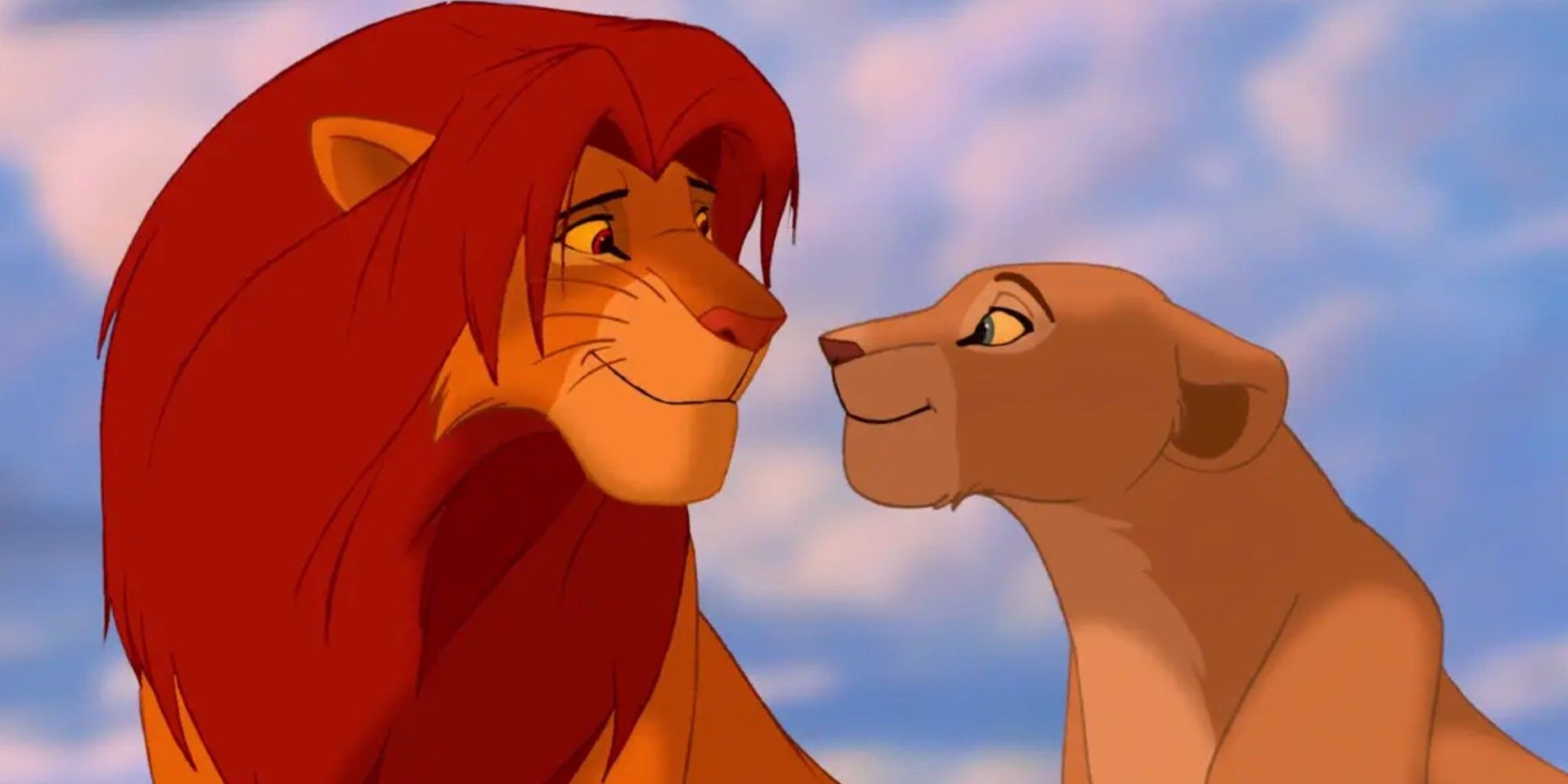 Simba and Nala looking at each other in The Lion King