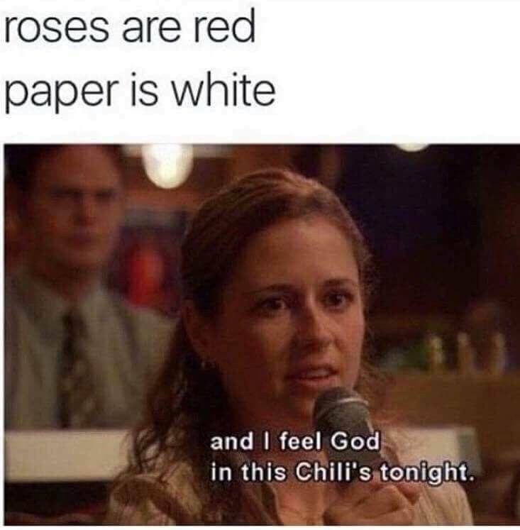 The Office Pam Beesly Chili's meme