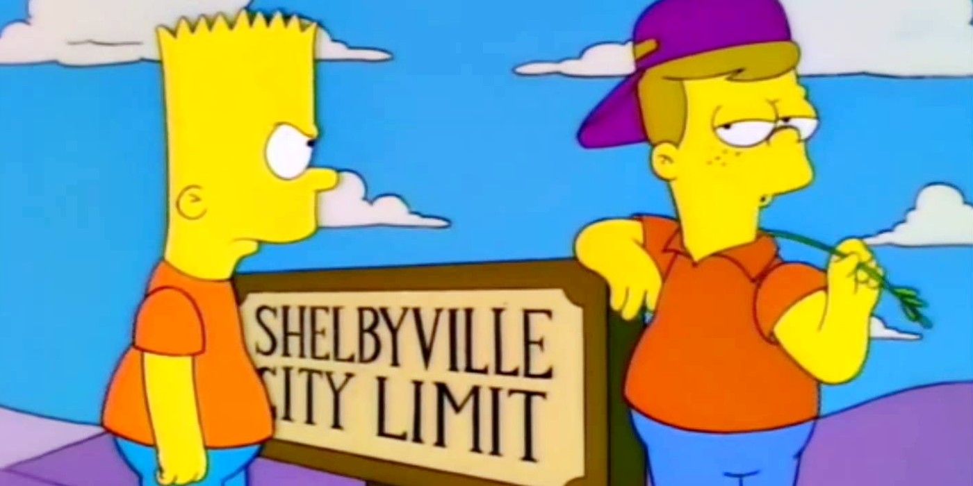 The Simpsons Lemon of Troy episode with Bart and his Shelbyville rival