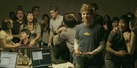 Mark Zuckerberg parties while coding in The Social Network (2010)