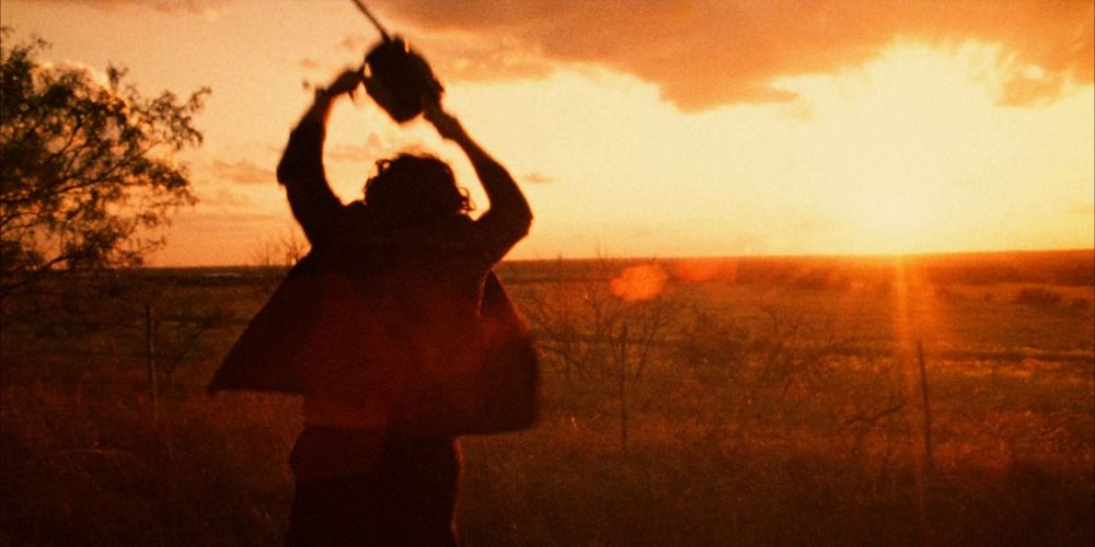 Leatherface at the end of The Texas Chain Saw Massacre (1974)