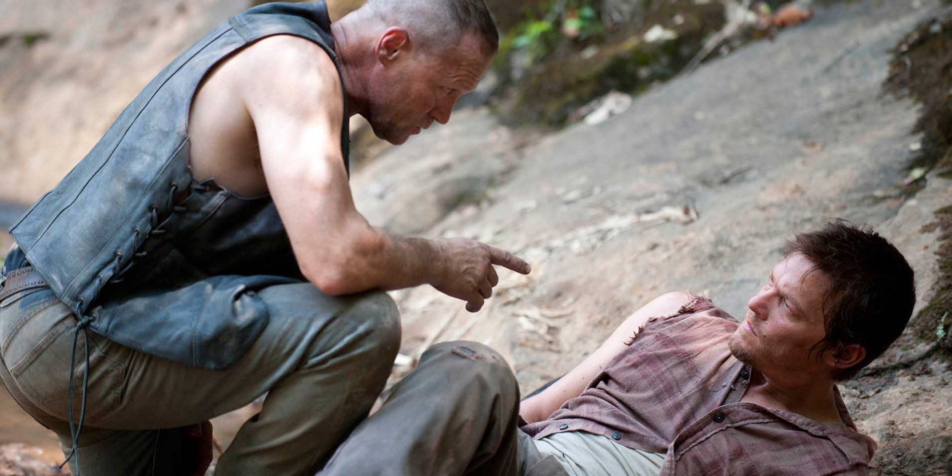 Merle talking to Daryl on The Walking Dead.