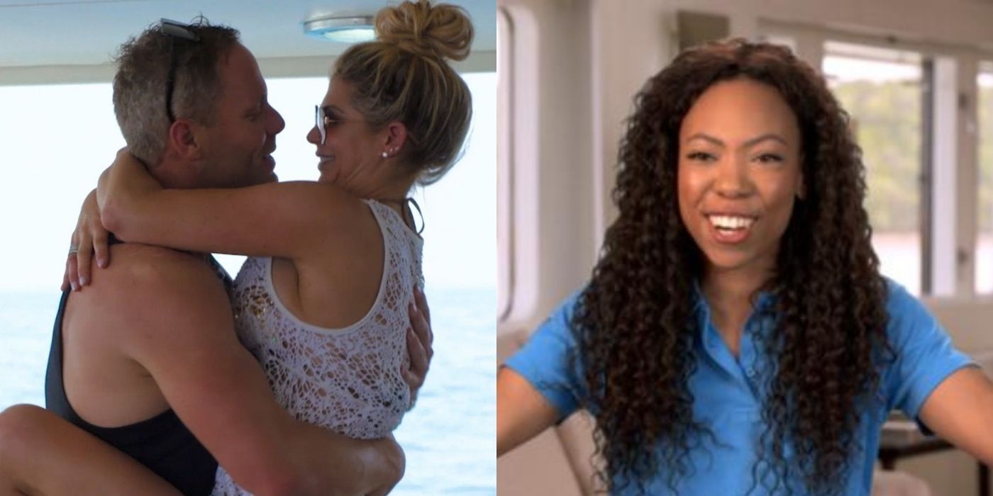The charter guests from Below Deck's 'Smashton' and Simone side by side images