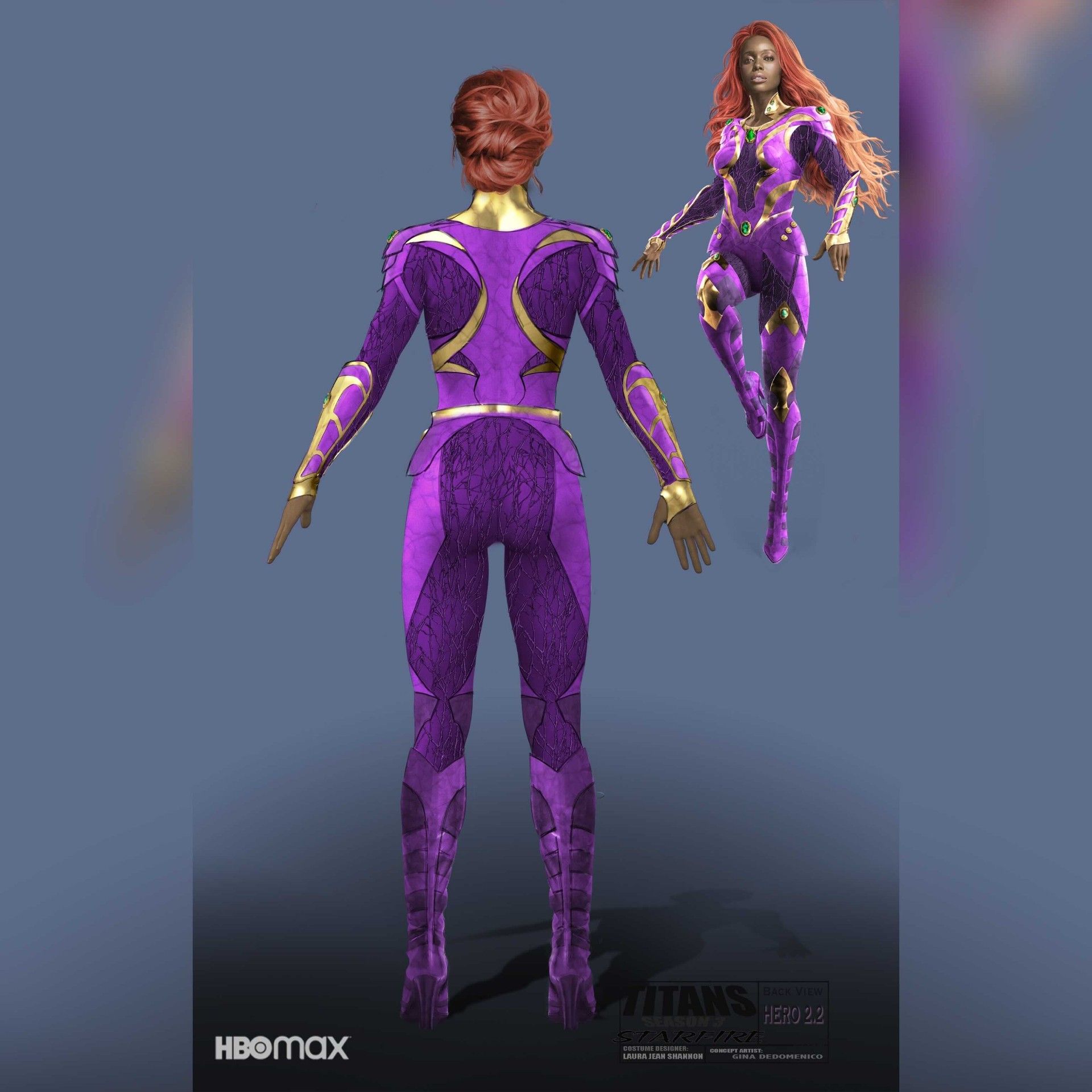 Titans season 3 Starfire costume concept art front back