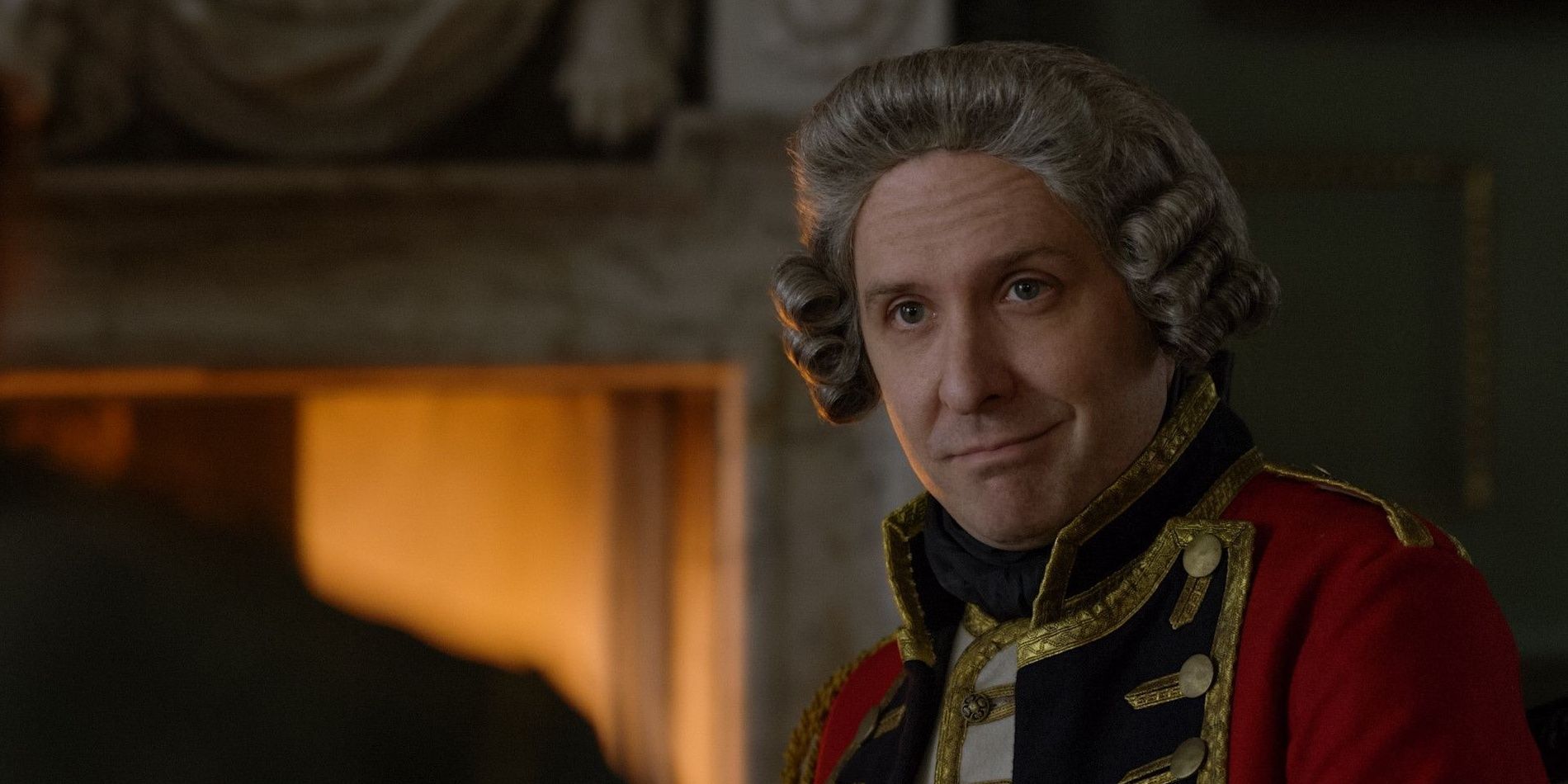 Governor Tryon smiling in Outlander.