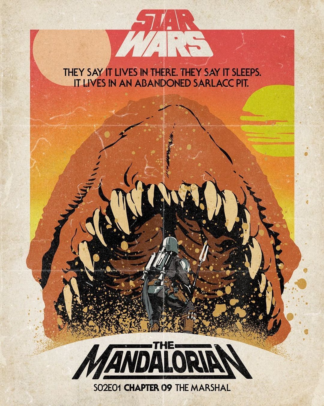 Vintage Mandalorian Star Wars Style Poster