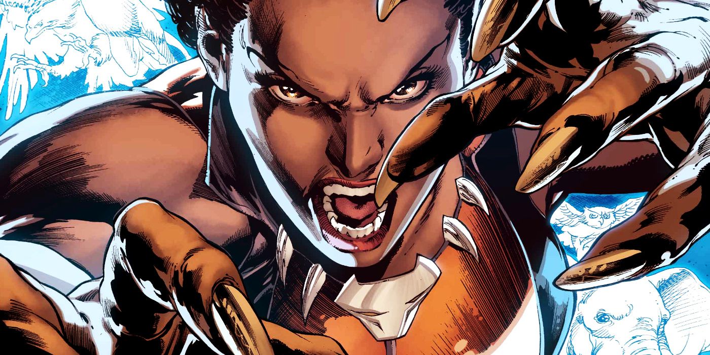 Vixen growling and getting ready to attack in DC Comics art