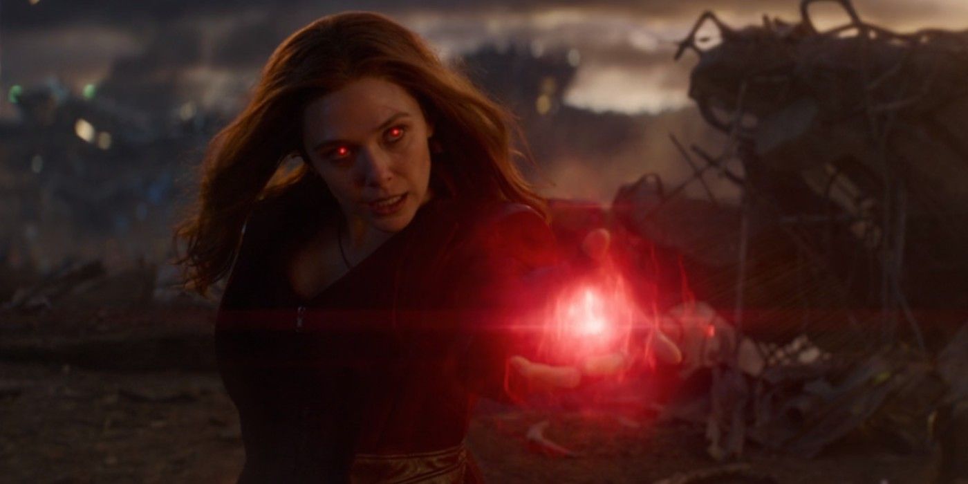 Scarlet Witch with red eyes using her powers