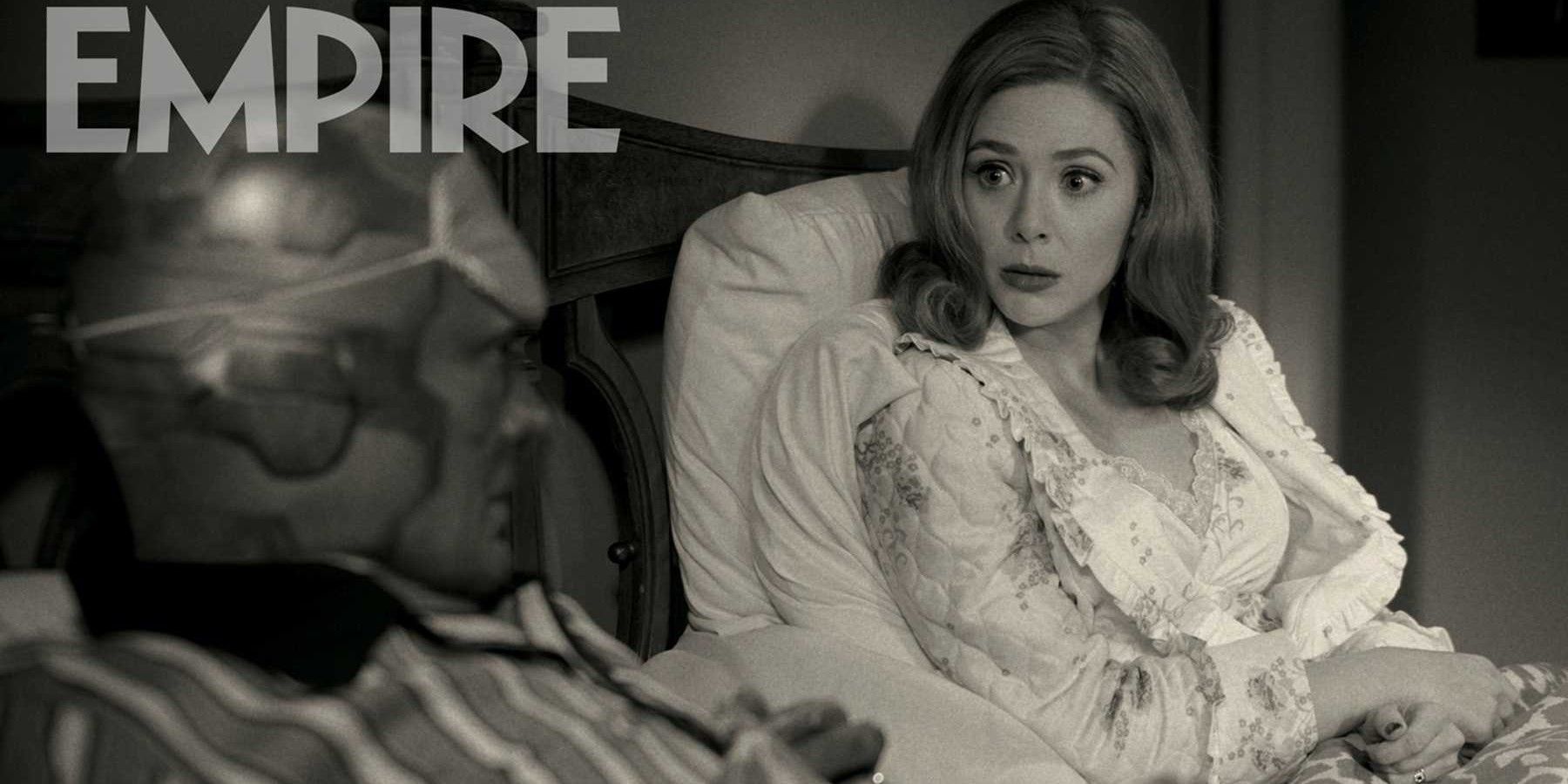 WandaVision Vision with eye mask and Wanda featured