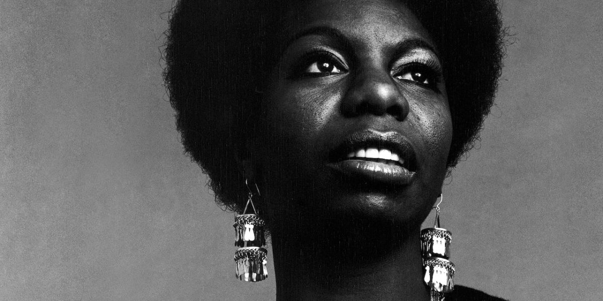 Nina Simone looking to the distance