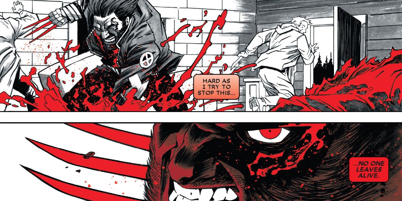 Wolverine Black White and Red Comic Scene
