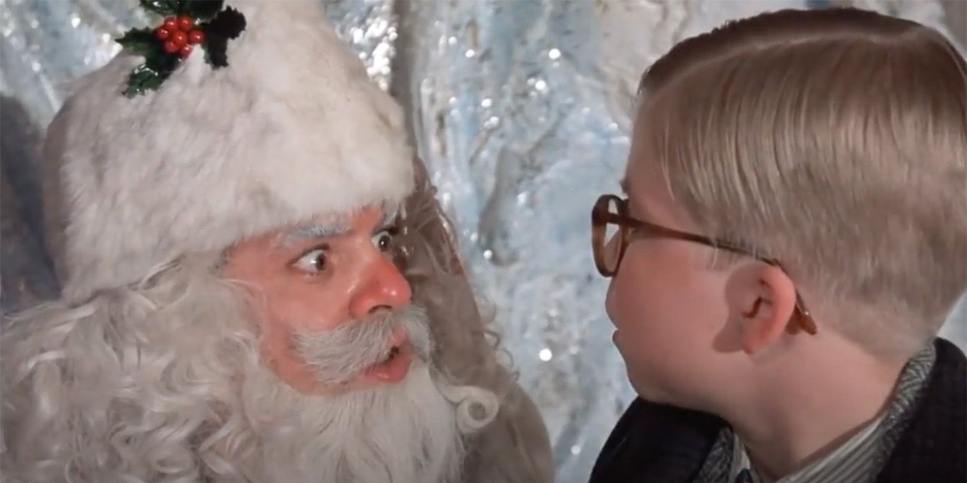 Santa looks at Ralphie in A Christmas Story