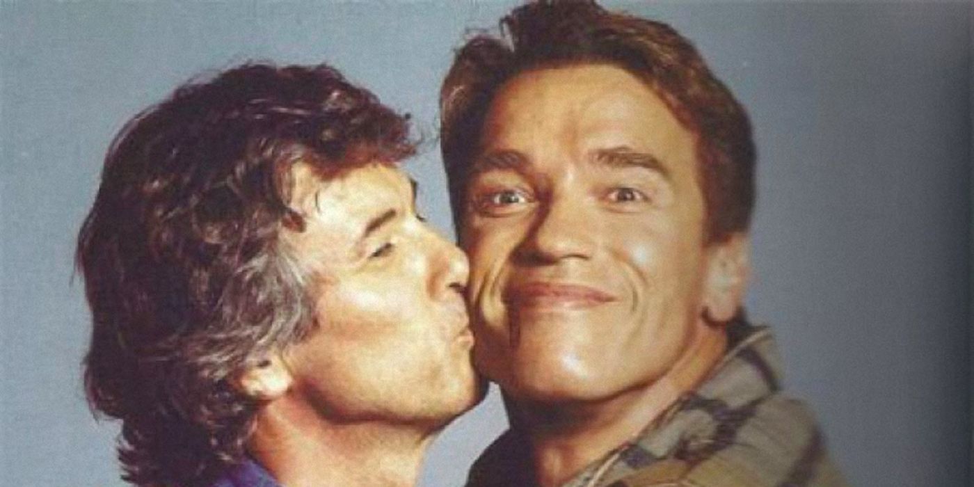 Schwarzenegger and Paul Verhoeven promoting Total Recall