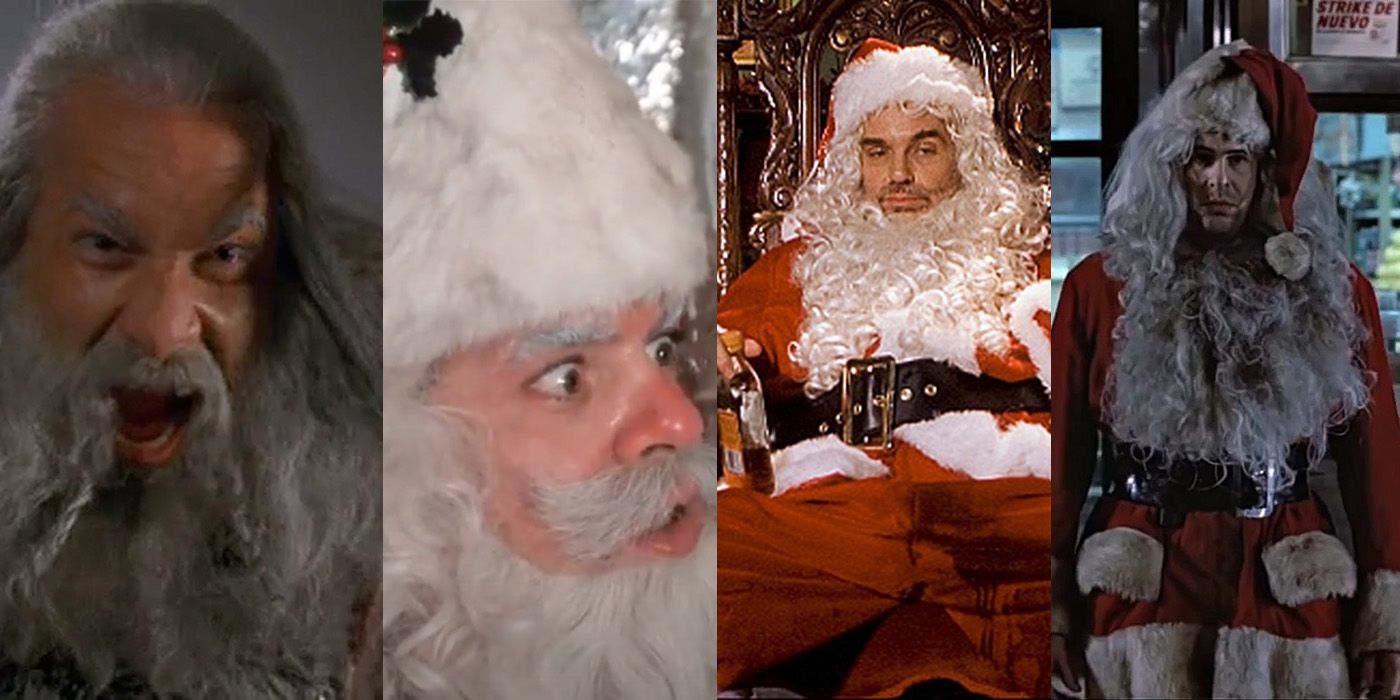 Split image of bad Santas in film