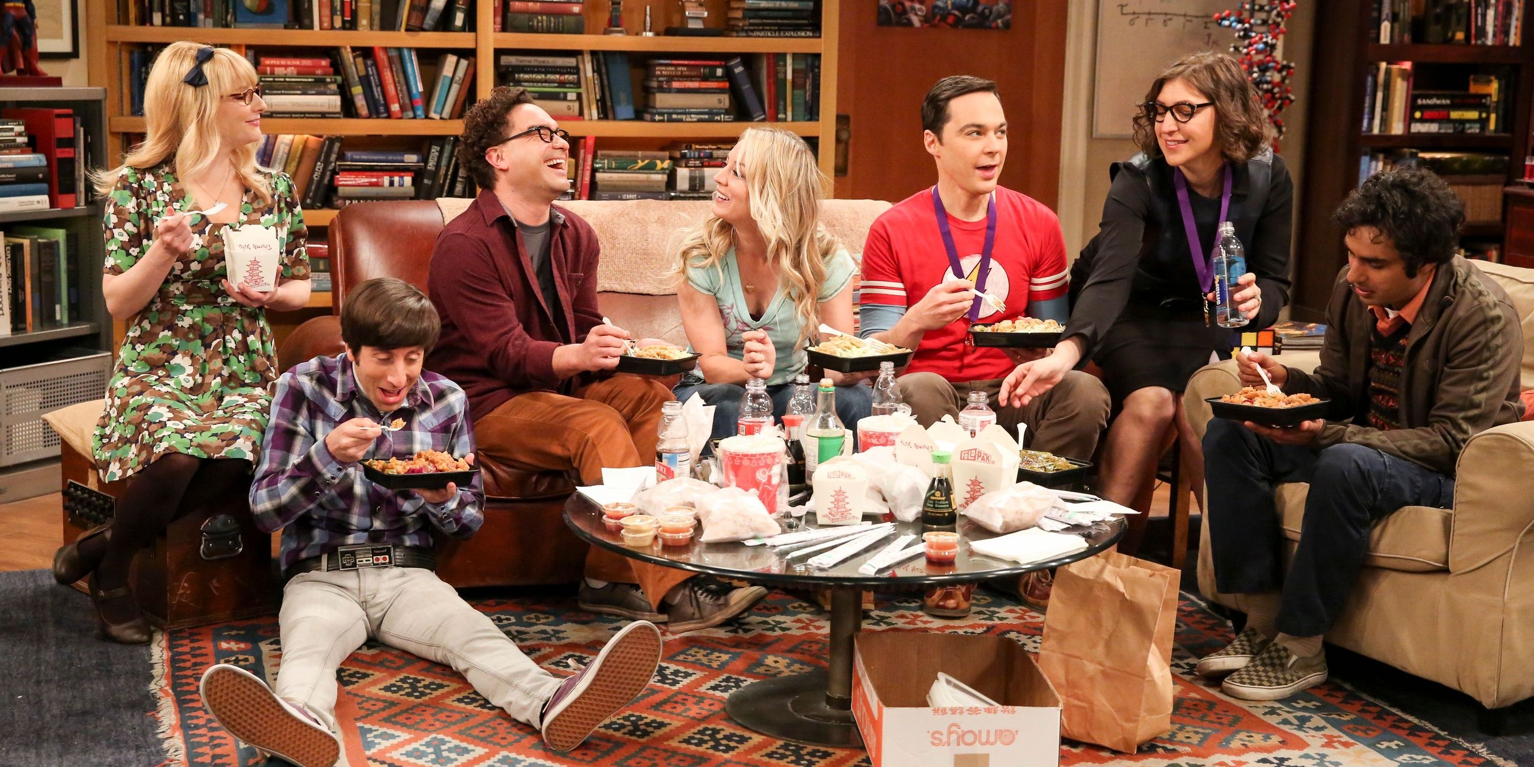 The final scene of the group eating lunch on TBBT