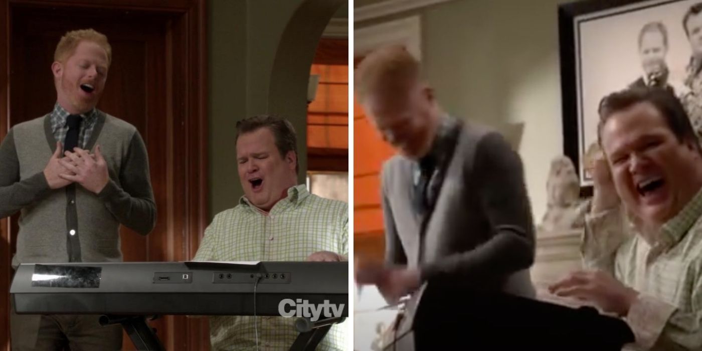 cam and mitch singing blooper - modern family