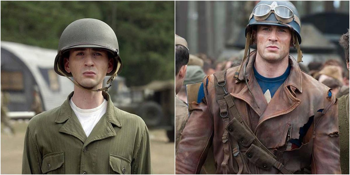 Steve Rogers pre and post serum from Captain America: The First Avenger movies