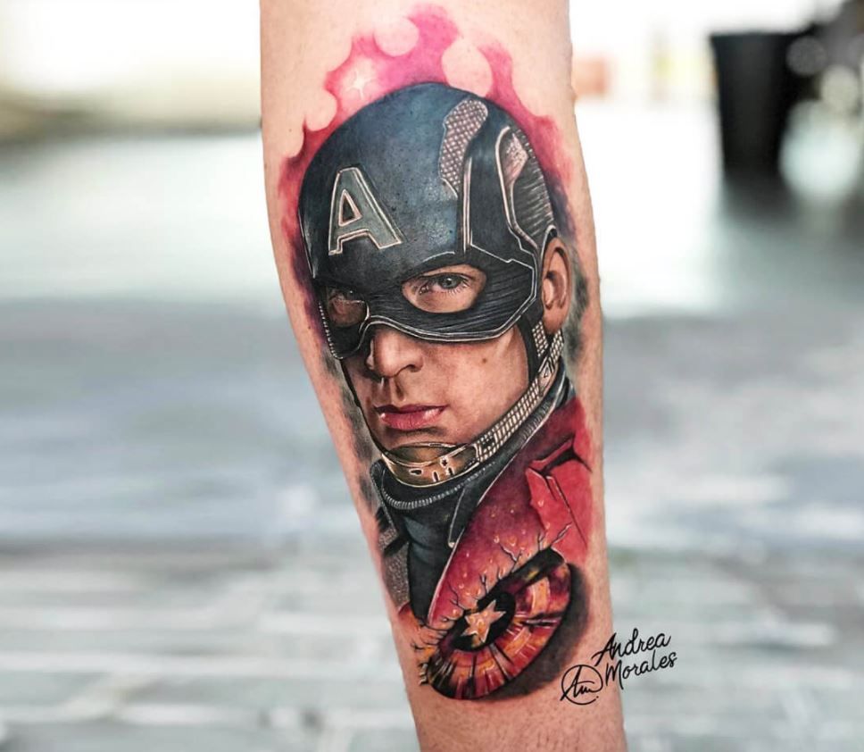 Captain America tattoo by Andrea Morales