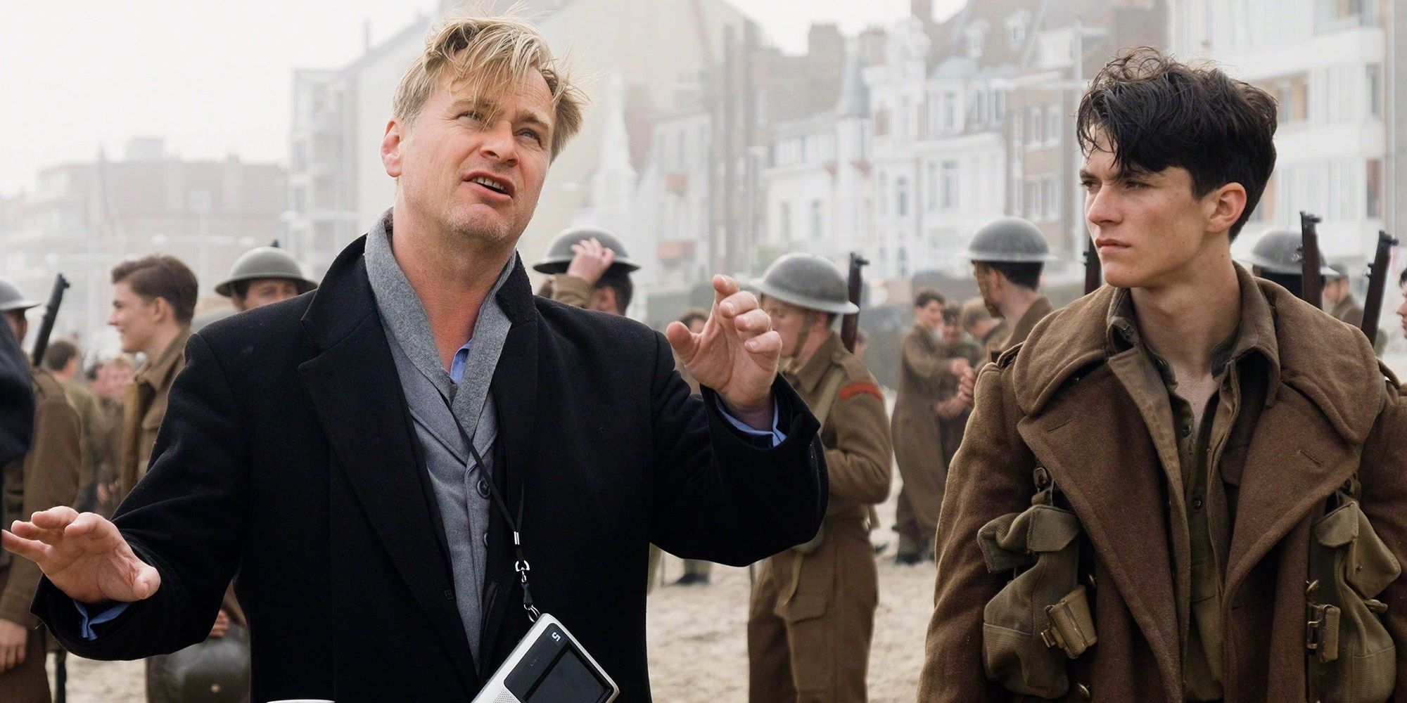Christopher Nolan directing on set of Dunkirk