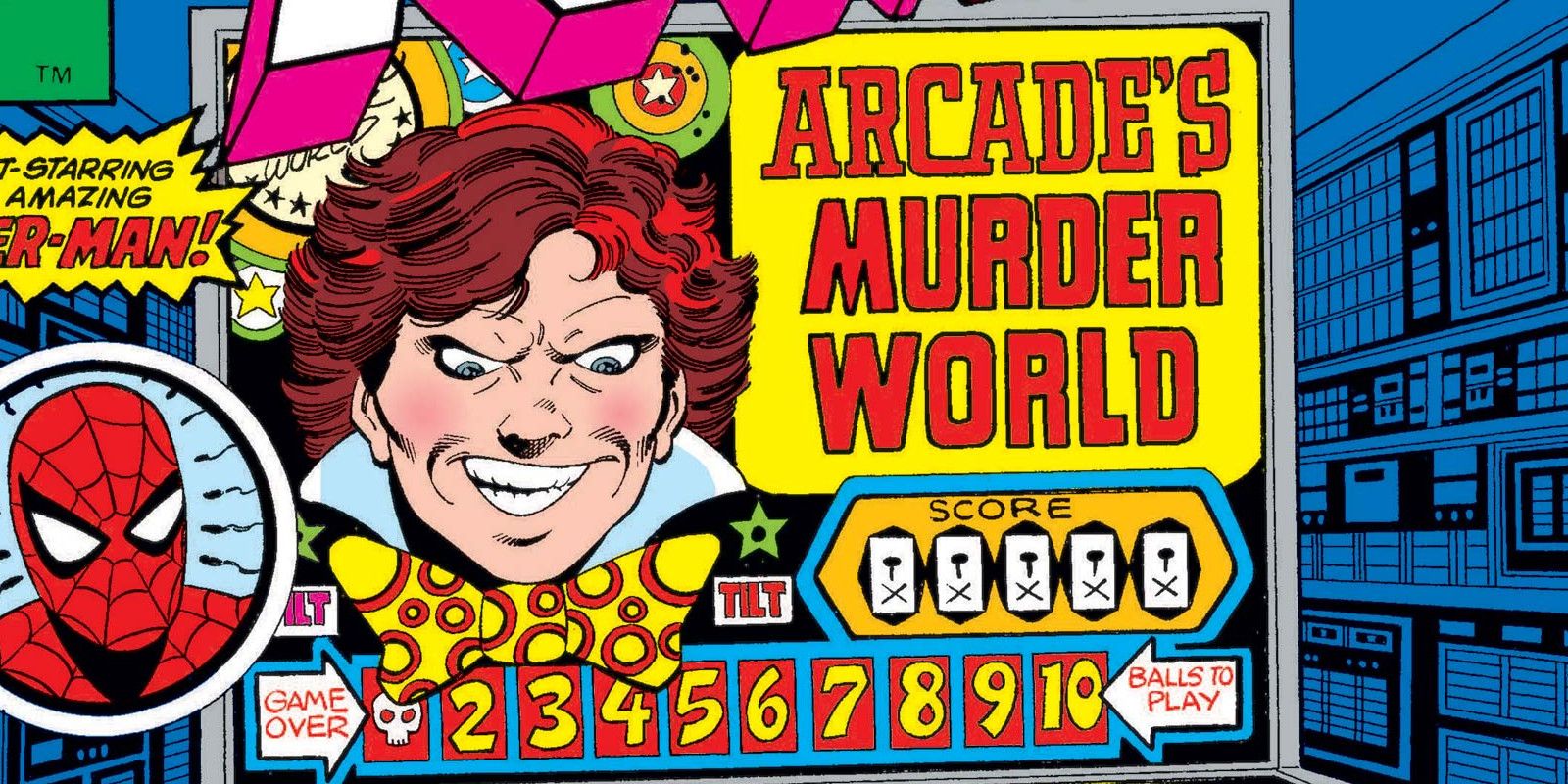Sign featuring Arcade's Murderworld in X-Men comics. 