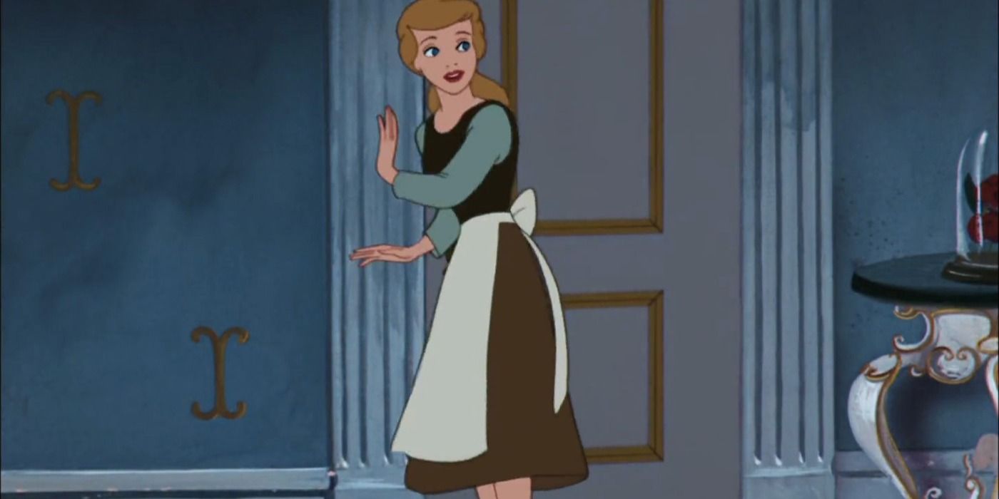 Cinderella walks into a room in 1950's Cinderella