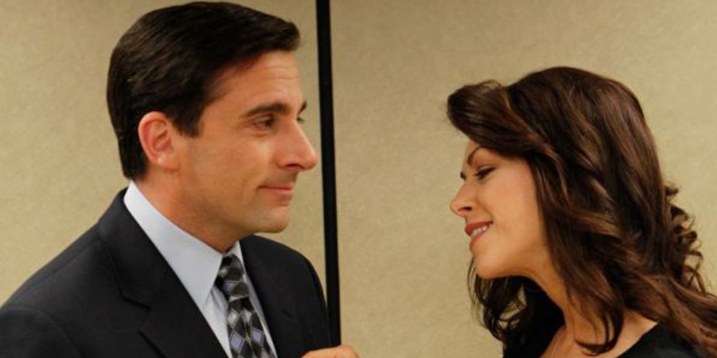 Donna and Michael flirting in The Office