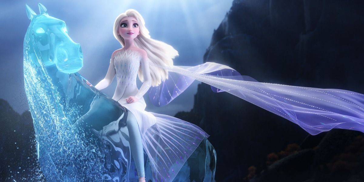 Elsa on a water horse in Frozen II