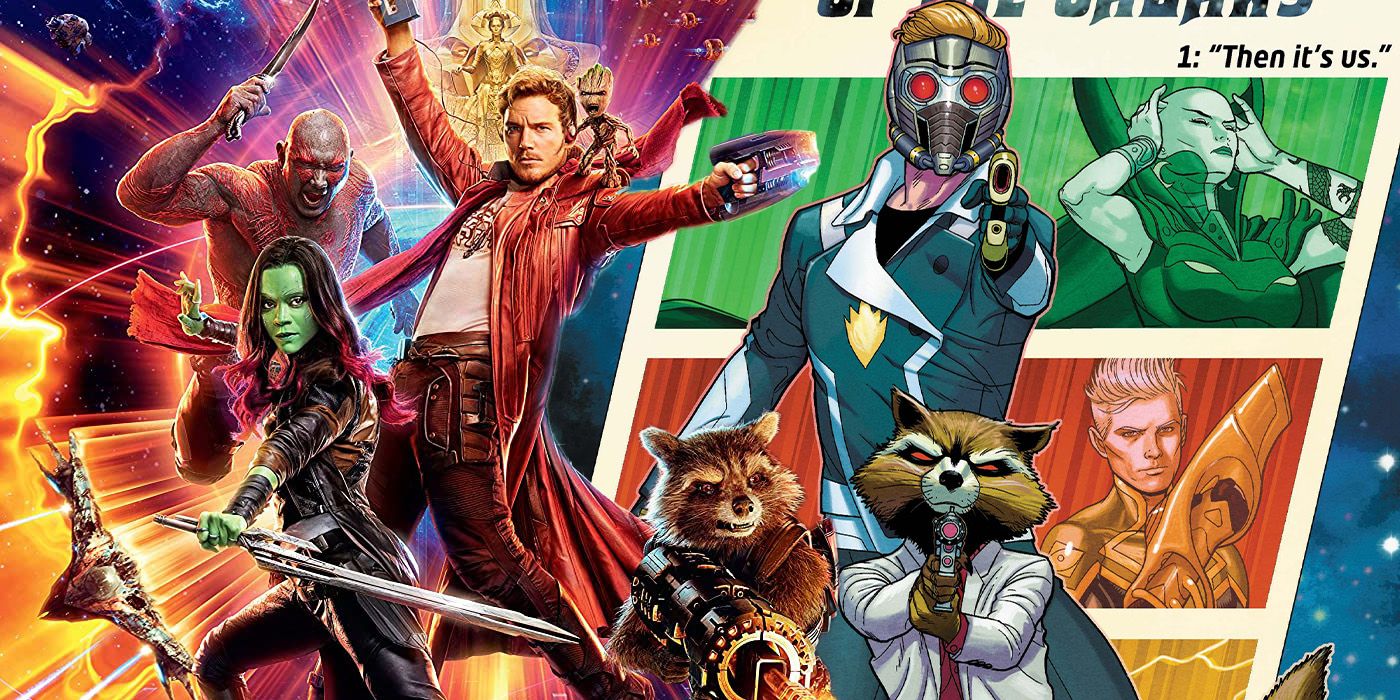 Split image of Guardians of the Galaxy in the movies and comics