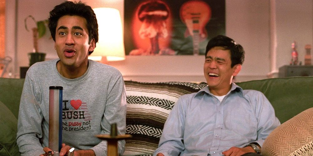 Harold and Kumar sit at home watching TV in Harold &amp; Kumar White Castle