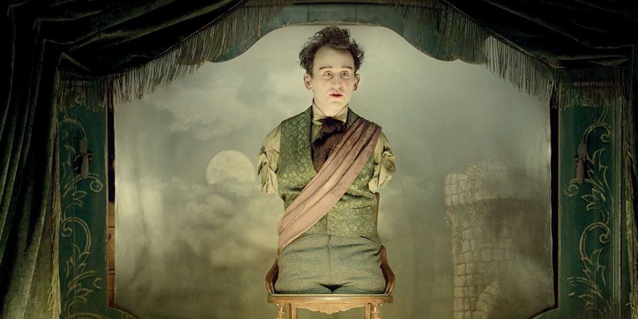 Harry Melling without arms or legs in Buster Scruggs