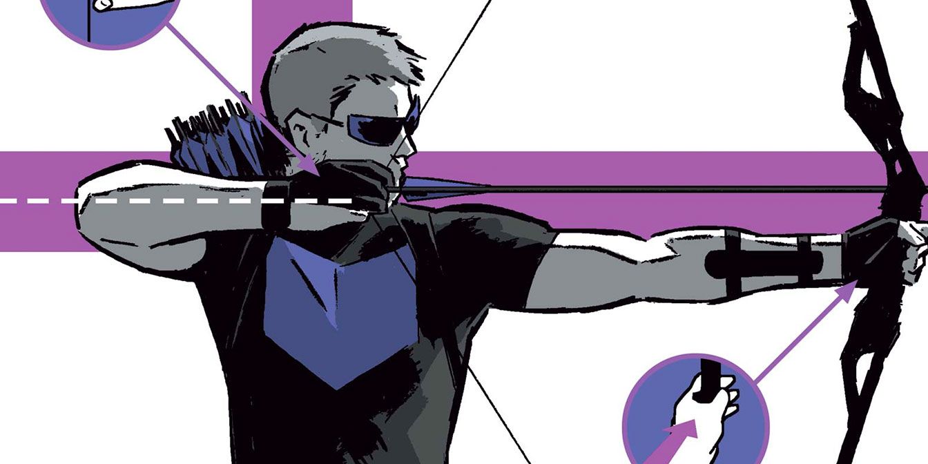 Hawkeye pointing his bow and arrow on the cover of My Life As A Weapon