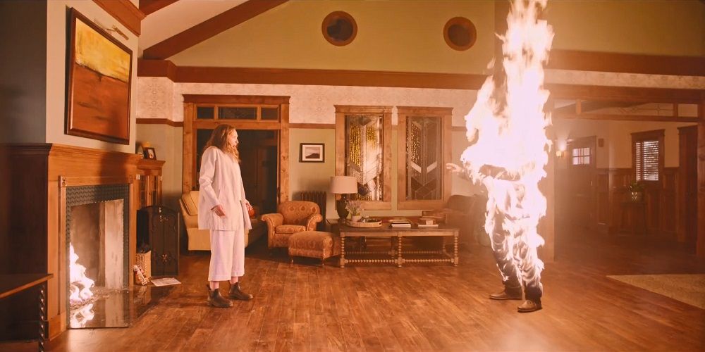 Steven is set on fire in Hereditary