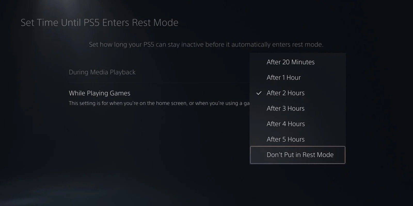 how to turn off rest mode ps5 menu